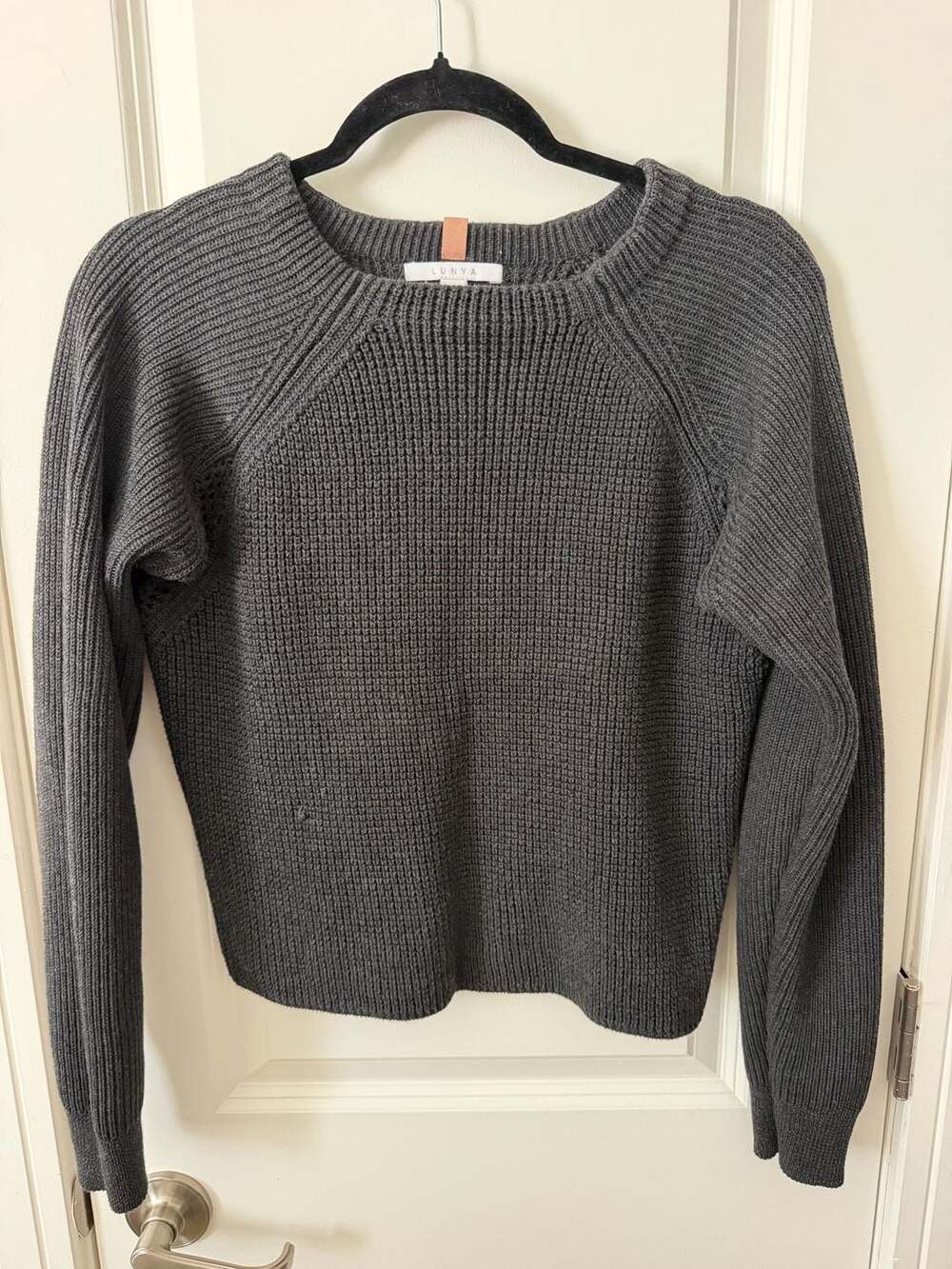 Lunya Pima Cotton Alpaca Sweater Dark Gray Knit